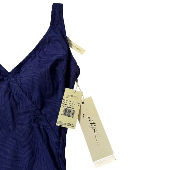 Gottex Swimwear Size 8 MEDIUM African Escape One Piece Swimsuit BLUE MARINE - Picture 2 of 4